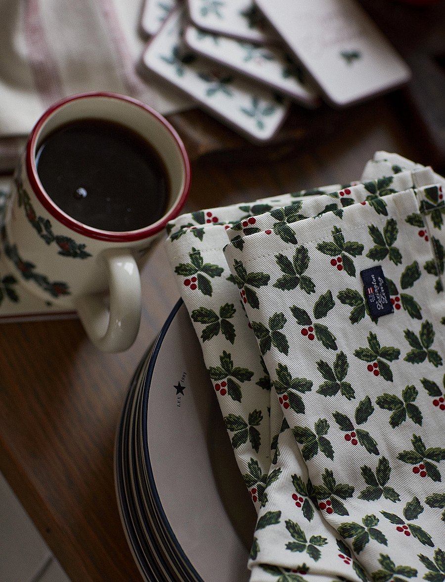 Lexington Home - Printed Organic Cotton Twill Napkin - white/green - 5