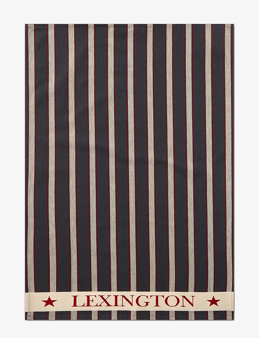 Lexington Home - Organic Cotton Oxford Kitchen Towel - dk gray/beige/red - 0
