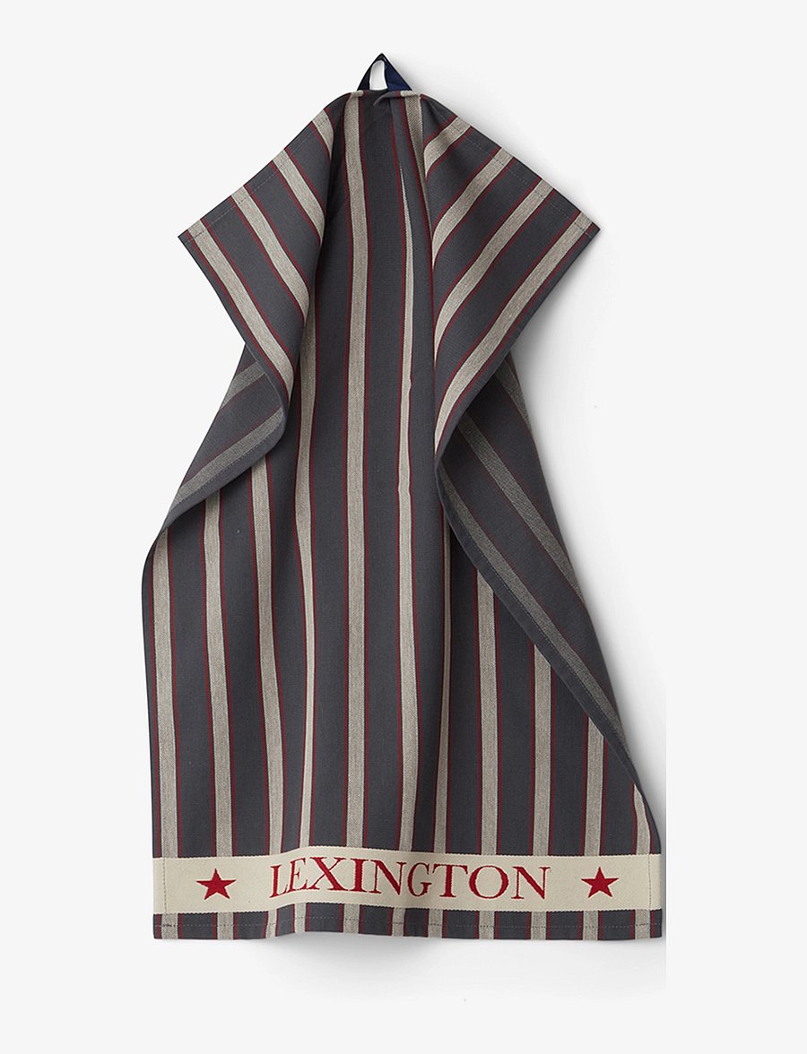 Lexington Home - Organic Cotton Oxford Kitchen Towel - dk gray/beige/red - 1