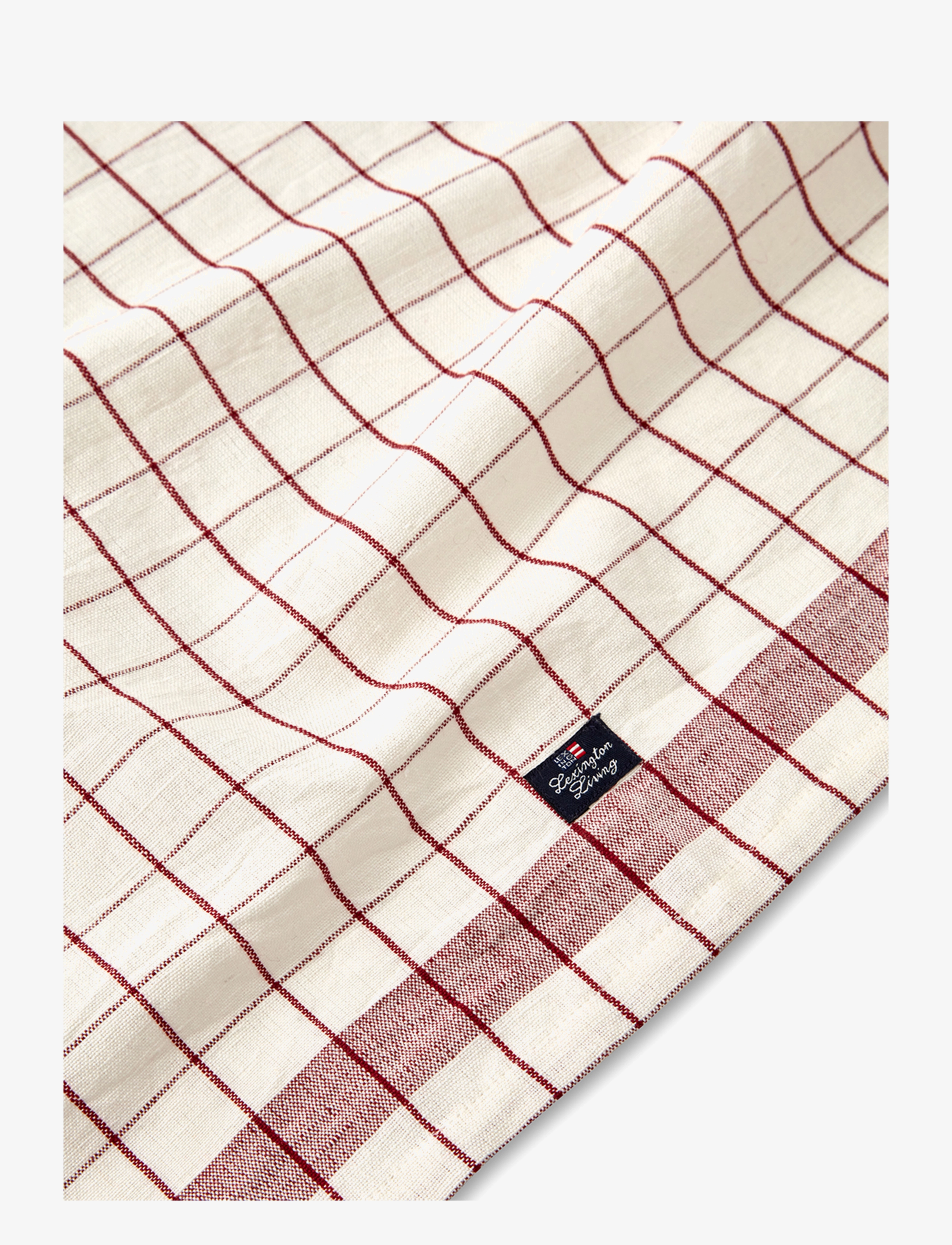Lexington Home - Linen/Cotton Checked Kitchen Towel - white/red - 2