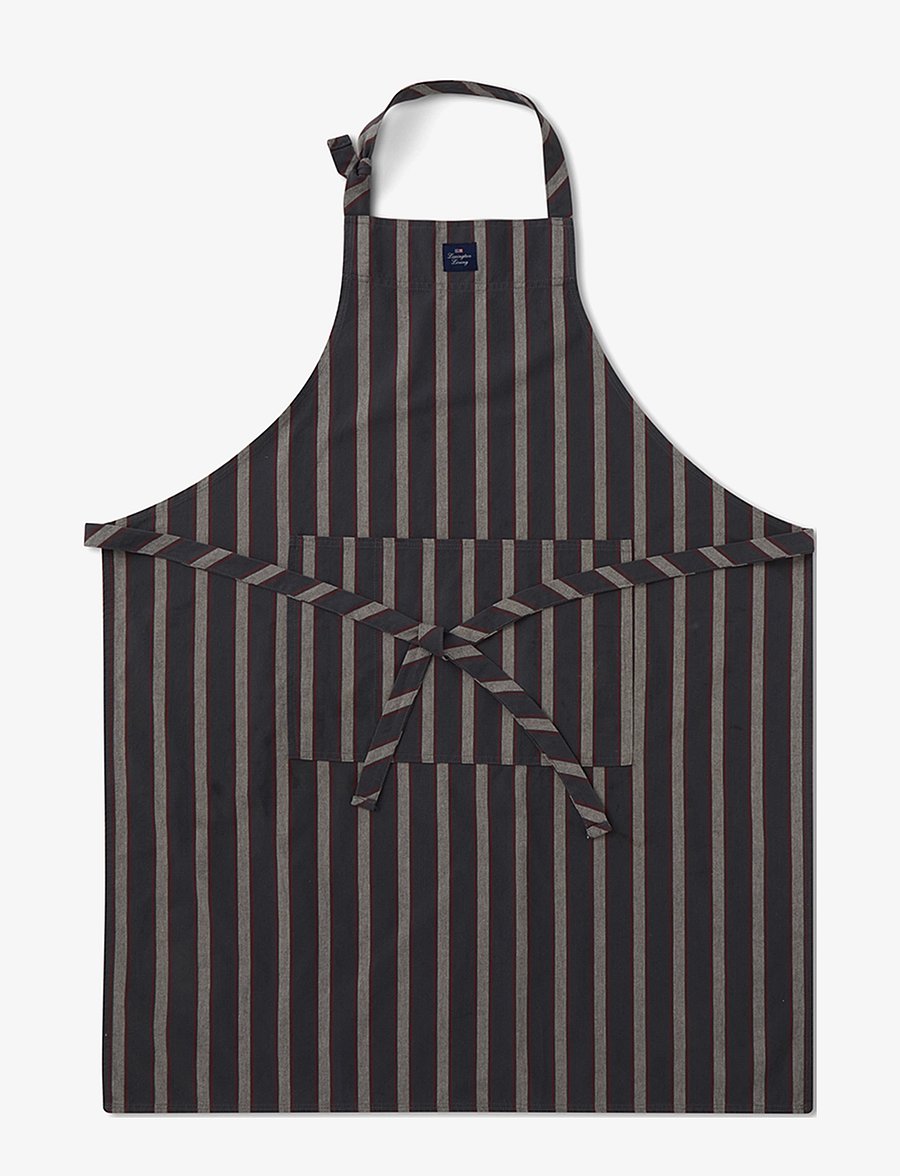 Lexington Home - Striped Cotton Oxford Apron - dk gray/beige/red - 0