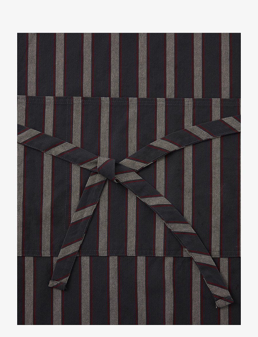 Lexington Home - Striped Cotton Oxford Apron - dk gray/beige/red - 1