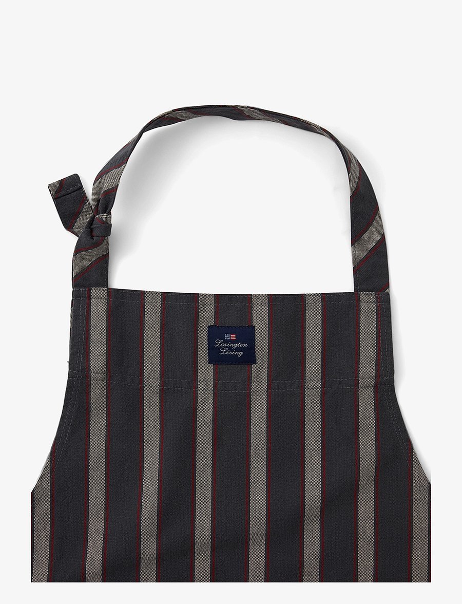 Lexington Home - Striped Cotton Oxford Apron - dk gray/beige/red - 2