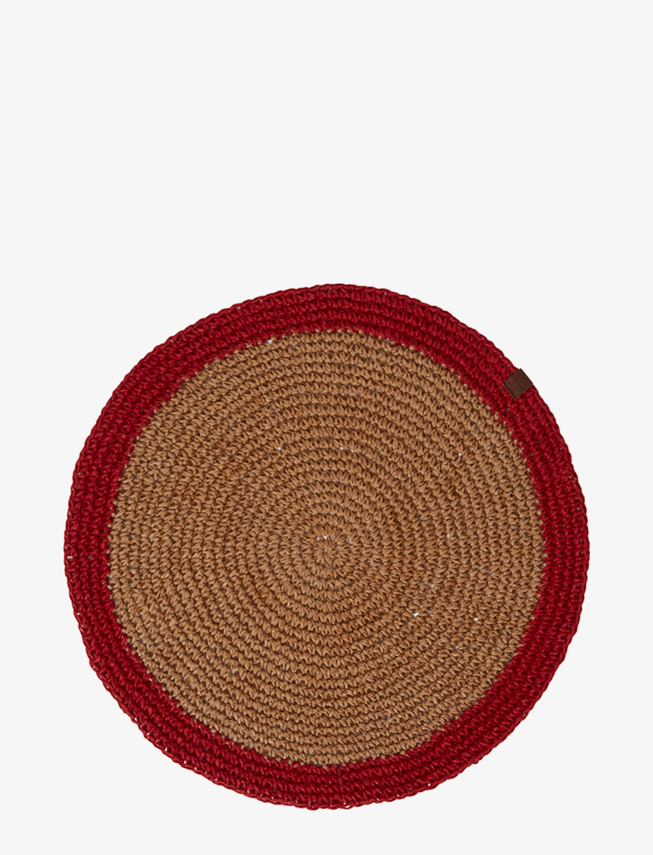 Round Recycled Paper Straw Placemat (Diam 38cm) - BEIGE/RED