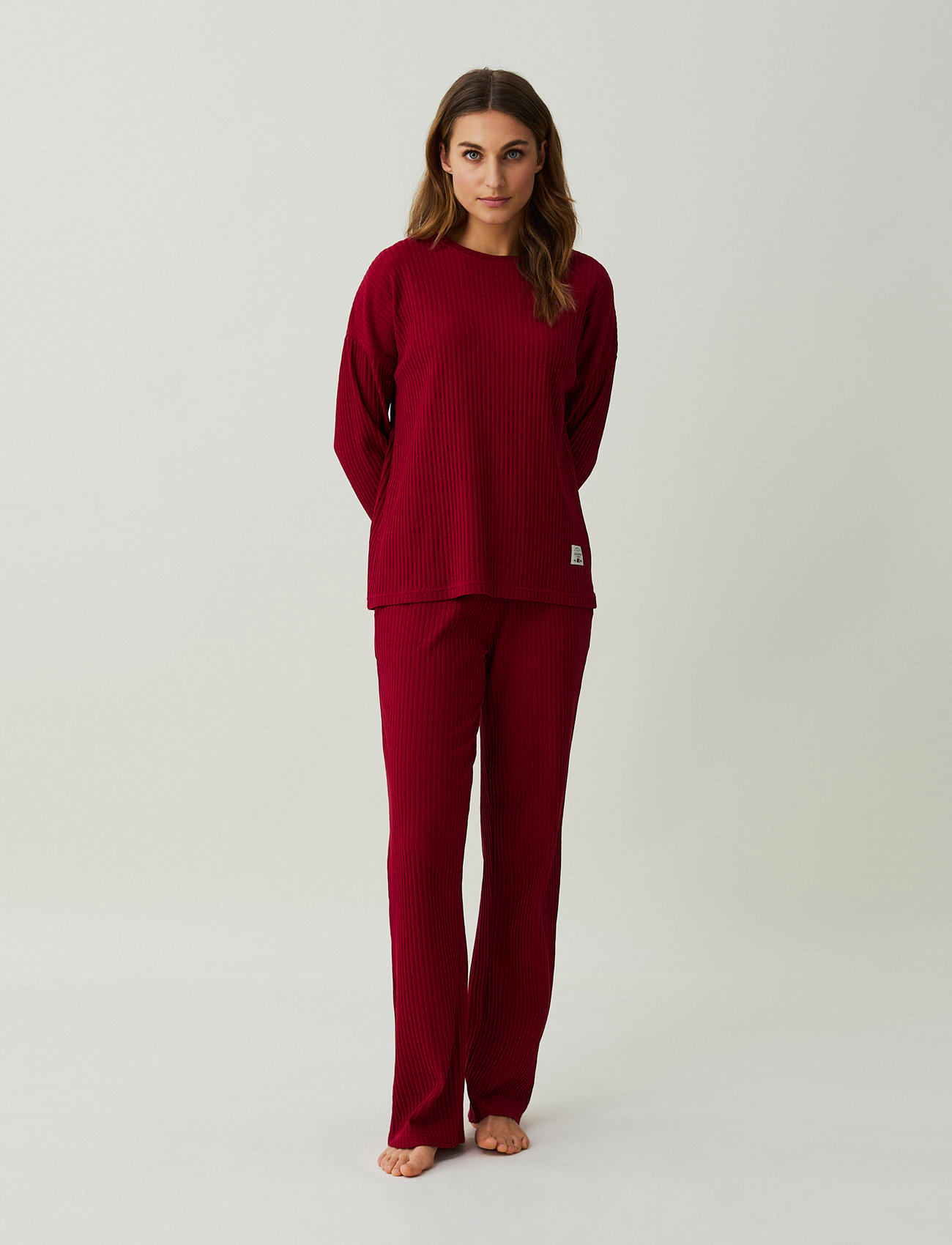Lexington Home - Lilian Organic Cotton Rib Pajama Set - fødselsdagsgaver - red - 1