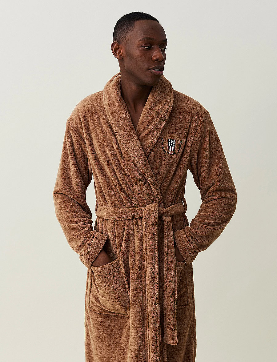 Lexington Home - Lesley Fleece Robe - mid brown - 3