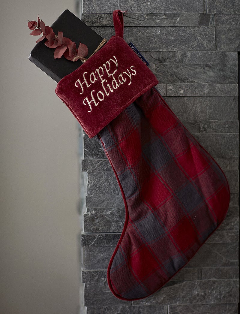 Lexington Home - Happy Holidays Cotton Flannel Stocking - jõulutarvikud - red/dk gray - 4