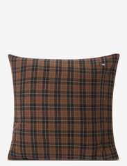 Brown/Dk Gray Checked Cotton Flannel Pillowcase - BROWN/DK GRAY/WHITE