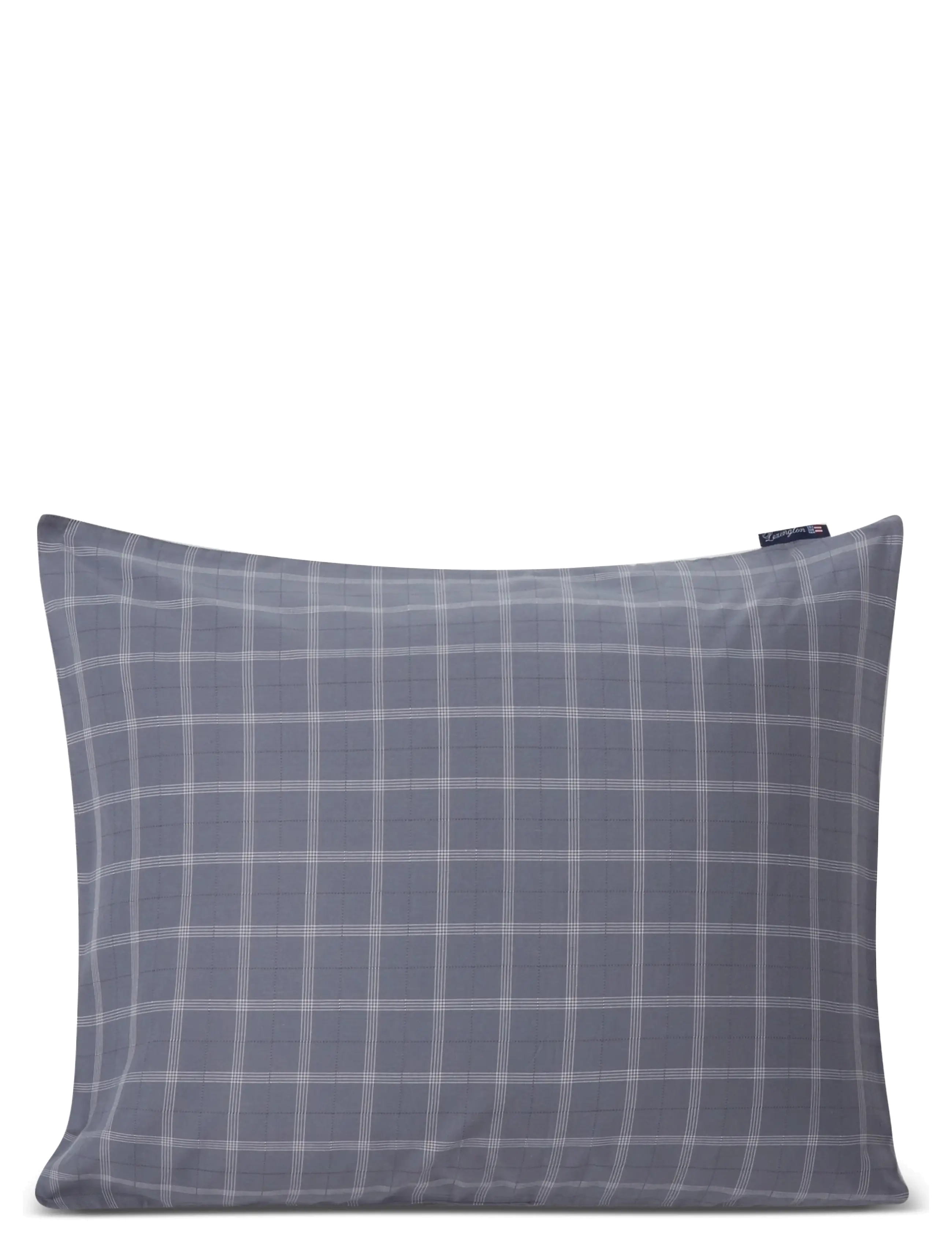 Lexington Home Checked Lyocell/Cotton Pin Point Oxford Pillowcase - Julegave - DOVE/DK GRAY/WHITE / navy