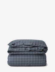 Checked Lyocell/Cotton Pin Point Oxford DuvetCover - DOVE/DK GRAY/WHITE