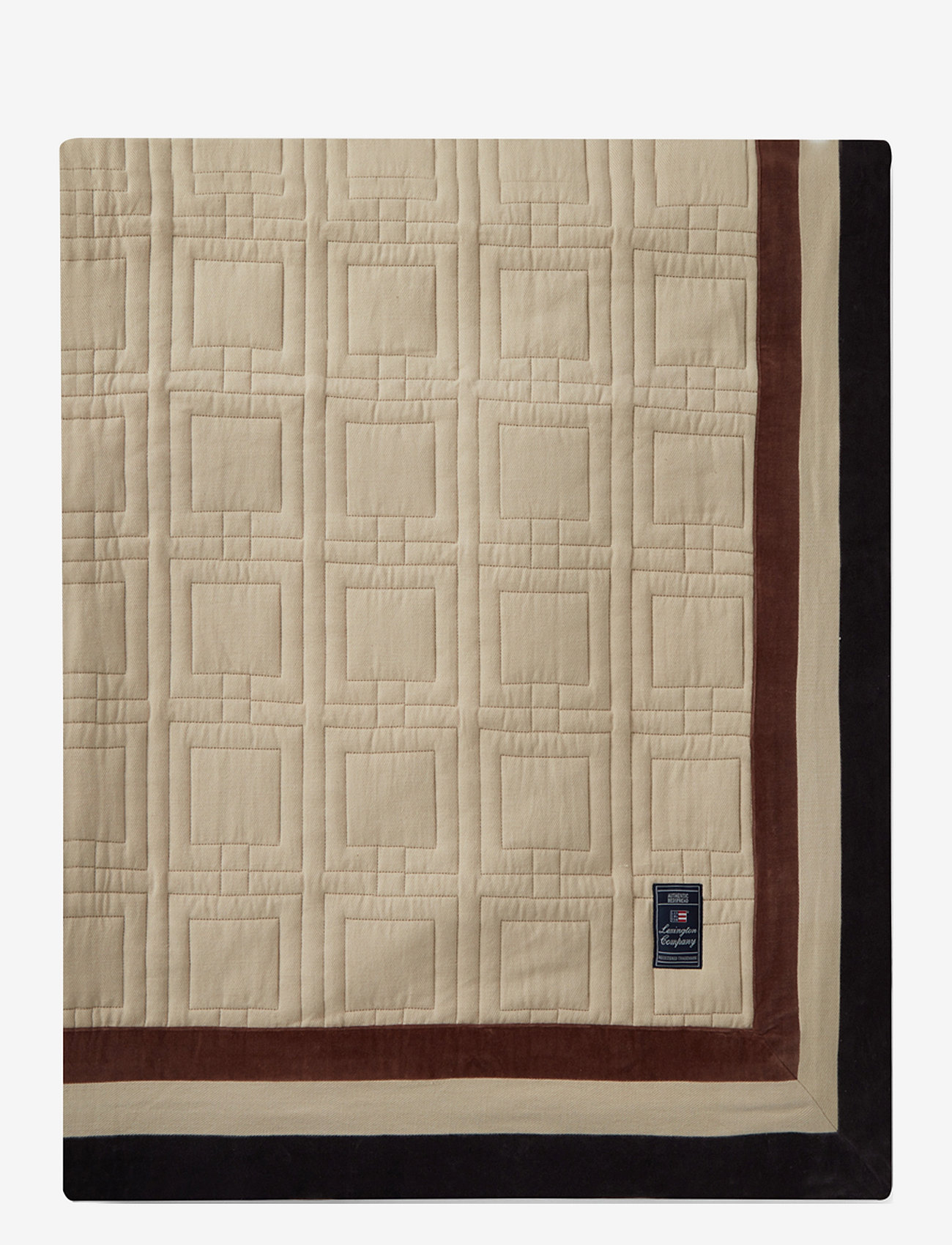 Lexington Home - Graphic Quilted Organic Cotton Bedspread - bed linen - lt beige/brown/dk gray - 0