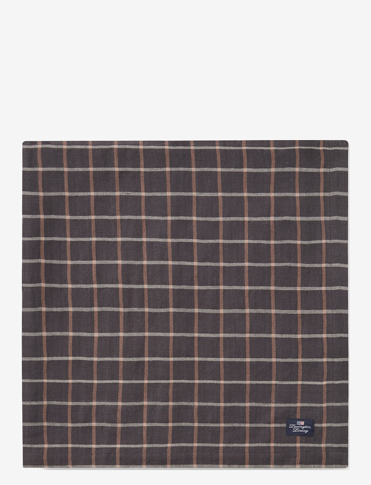 Lexington Home - Checked Cotton/Linen Tablecloth - najniższe ceny - dk gray/beige - 0