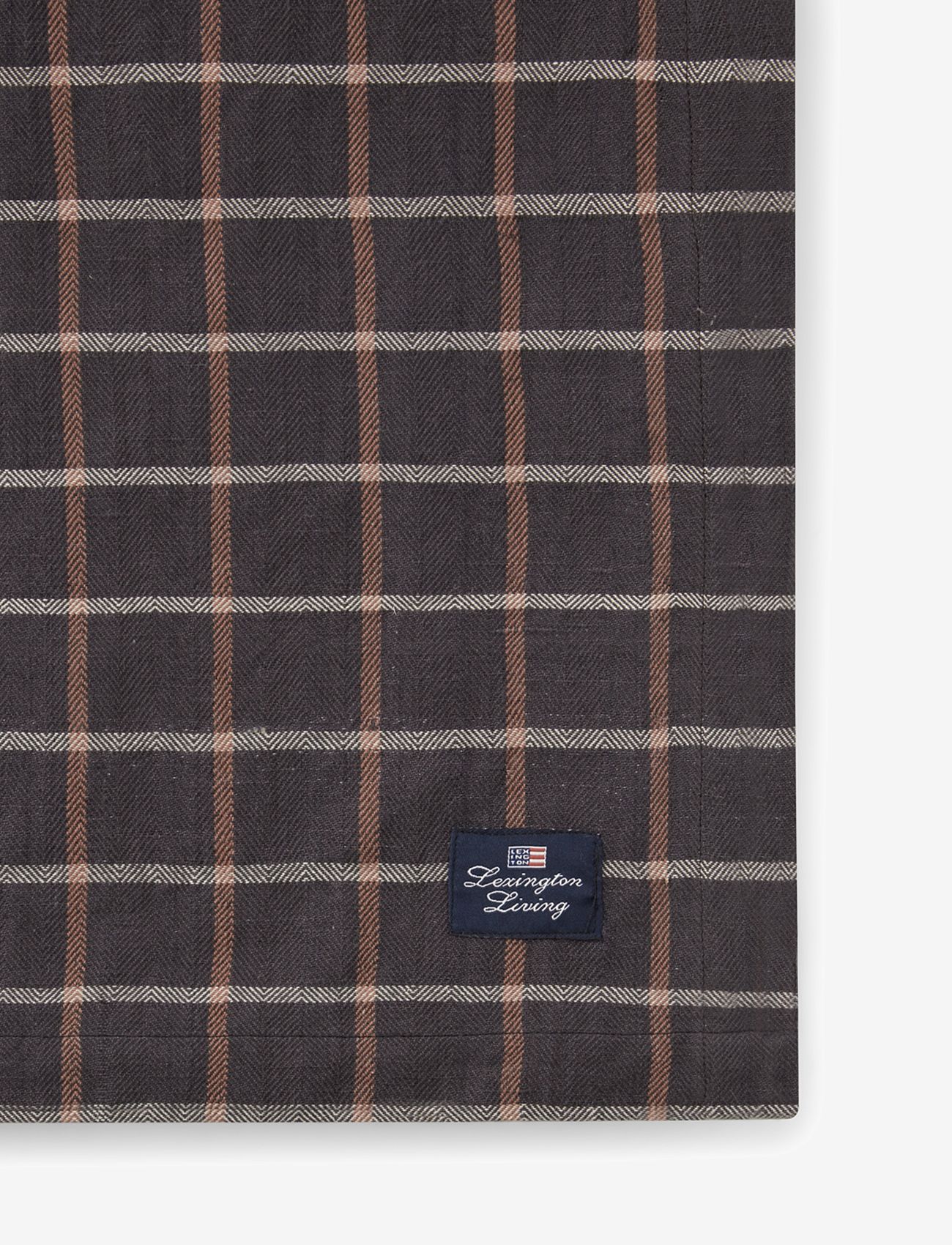 Lexington Home - Checked Cotton/Linen Tablecloth - najniższe ceny - dk gray/beige - 1