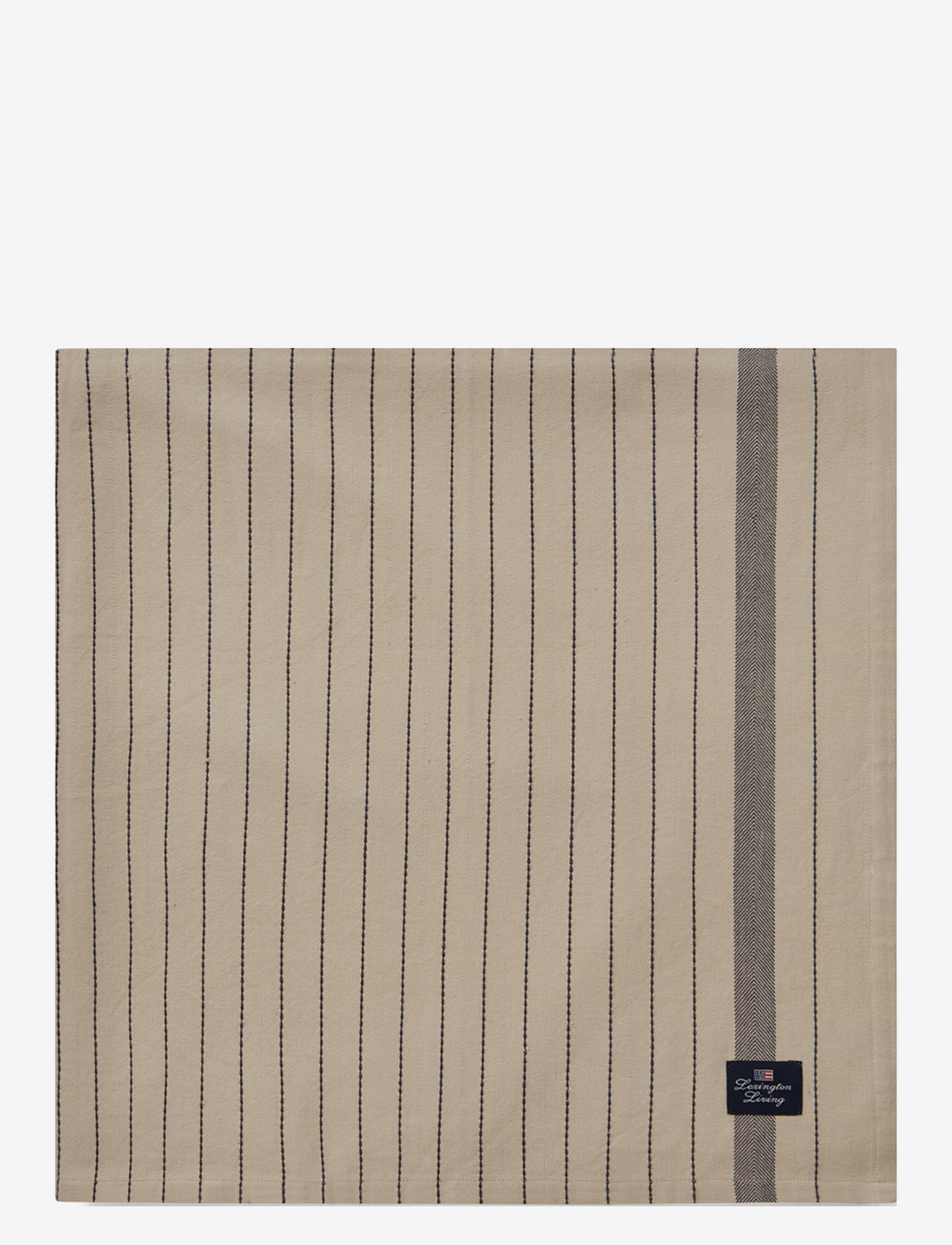 Lexington Home - Striped Organic Cotton Tablecloth - pöytäliinat - beige/dk gray - 0