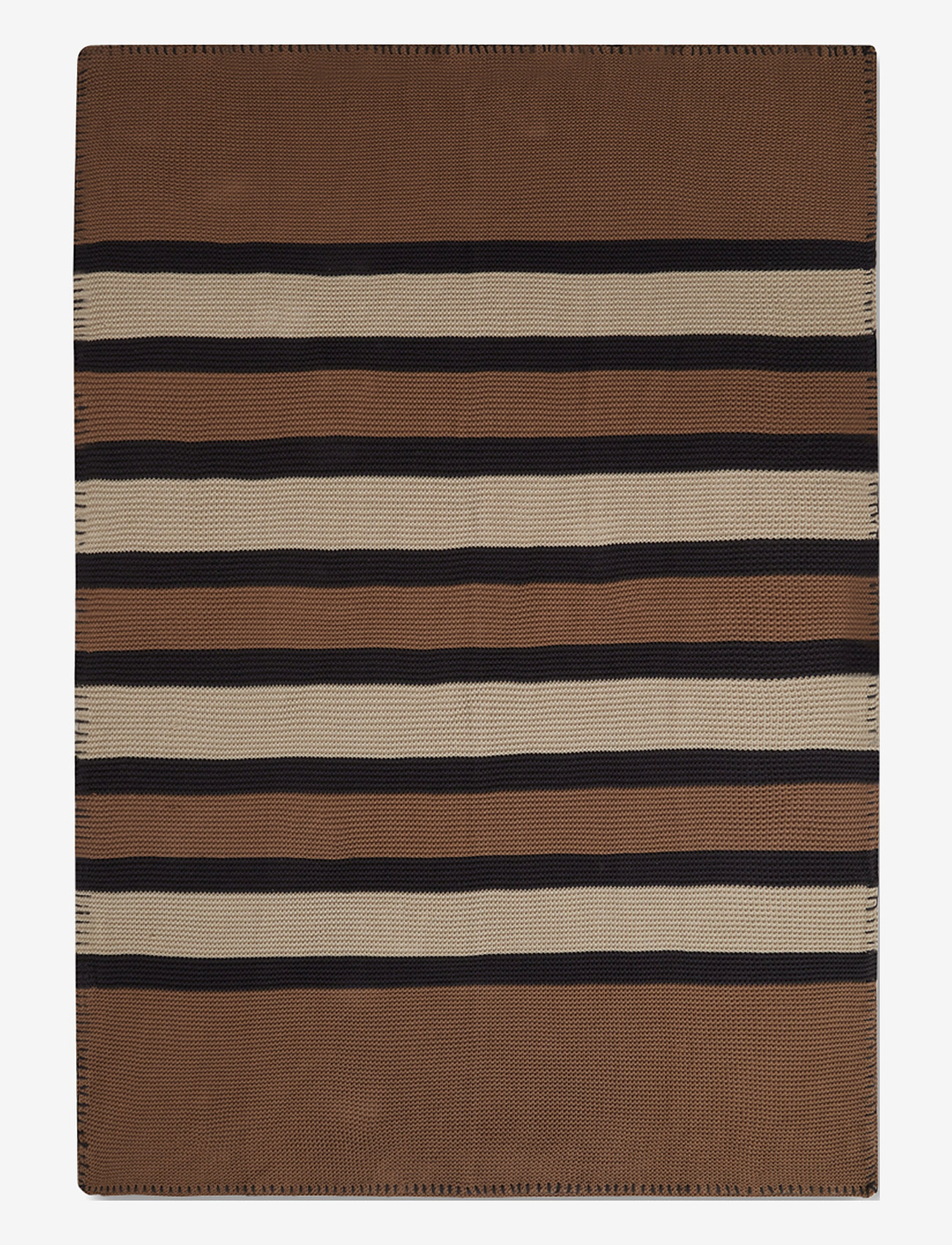 Lexington Home - Striped Knitted Cotton Throw - plaider - brown/lt beige/dk gray - 0