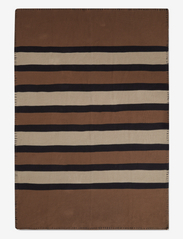 Striped Knitted Cotton Throw - BROWN/LT BEIGE/DK GRAY