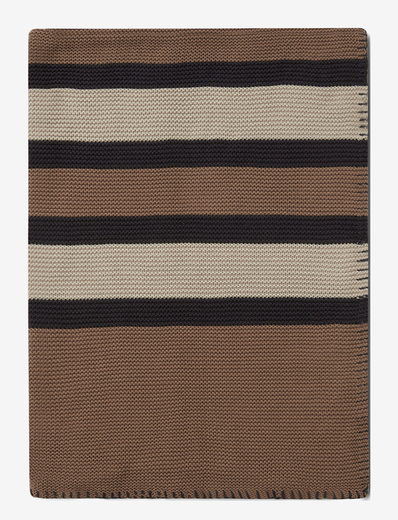 Lexington Home - Striped Knitted Cotton Throw - apklotai ir užtiesalai - brown/lt beige/dk gray - 1