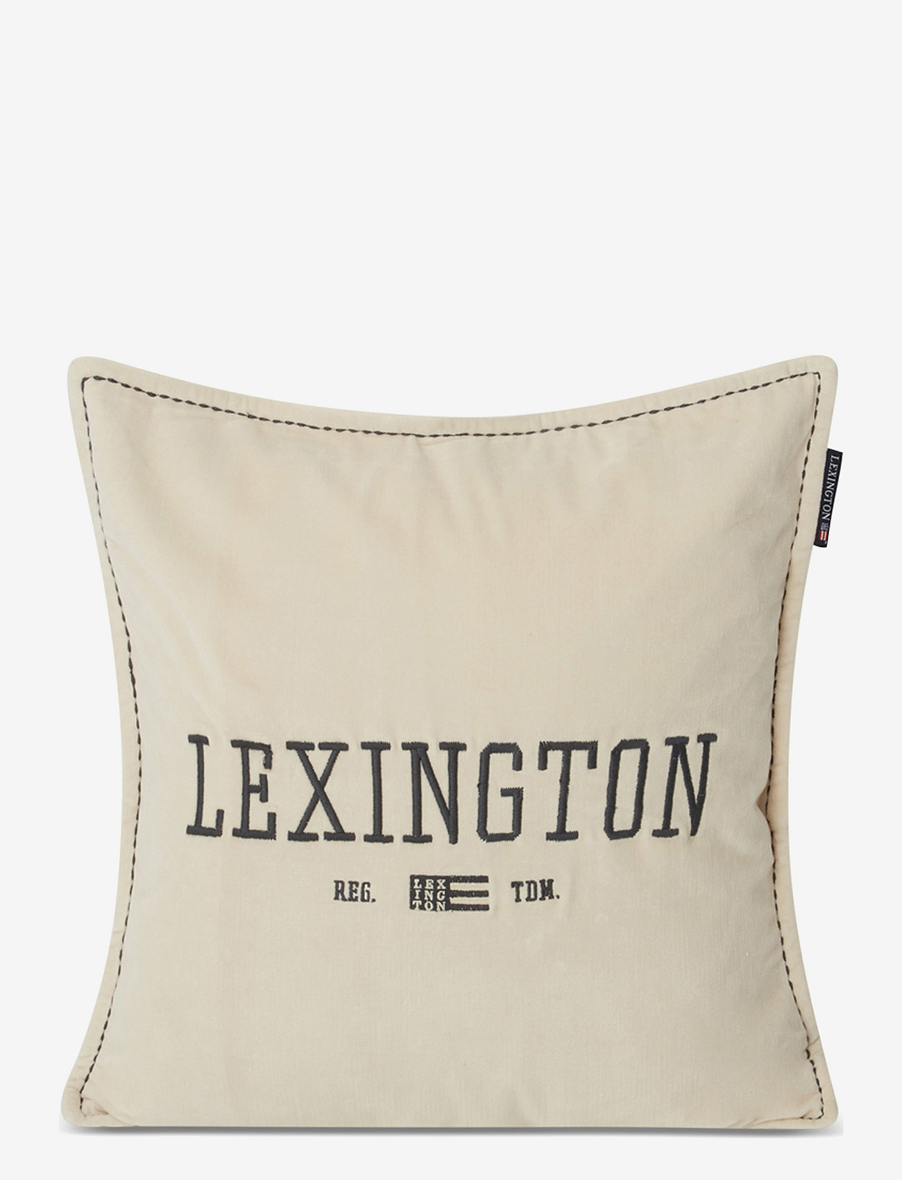 Lexington Home - Logo Message Organic Cotton Velvet Pillow Cover - putevar - lt beige - 0