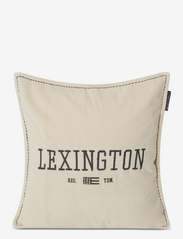 Lexington Home - Logo Message Organic Cotton Velvet Pillow Cover - pillow cases - lt beige - 0