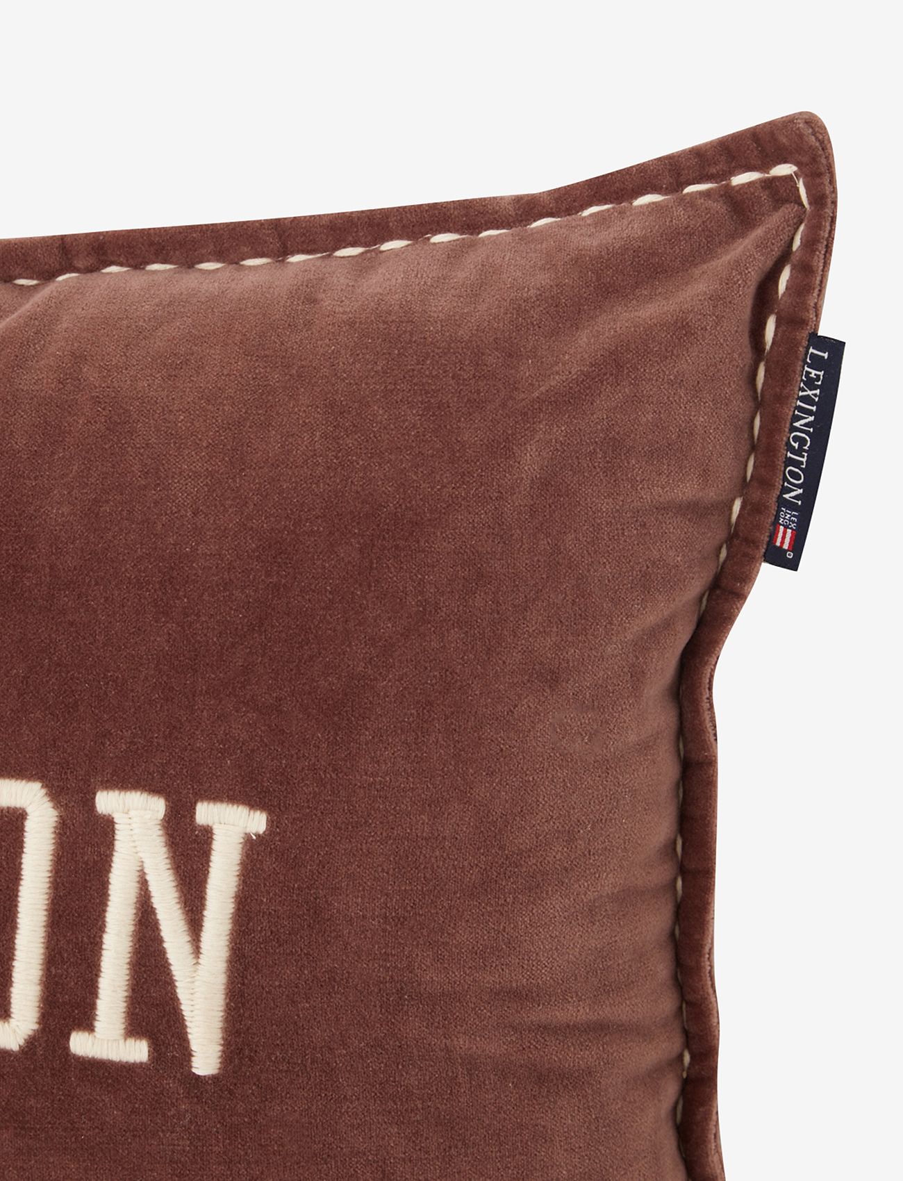 Lexington Home - Logo Message Organic Cotton Velvet Pillow - pagalvės - brown - 1