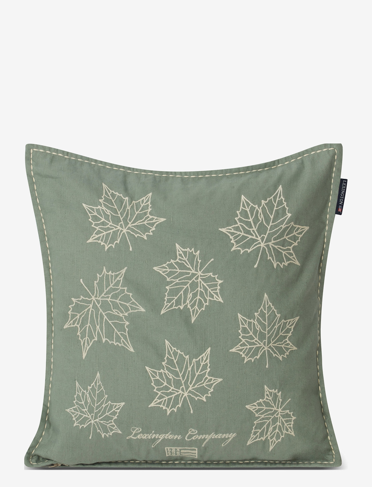 Lexington Home - Leaves Embroidered Linen/Cotton Pillow Cover - nach preis einkaufen - green/lt beige - 0