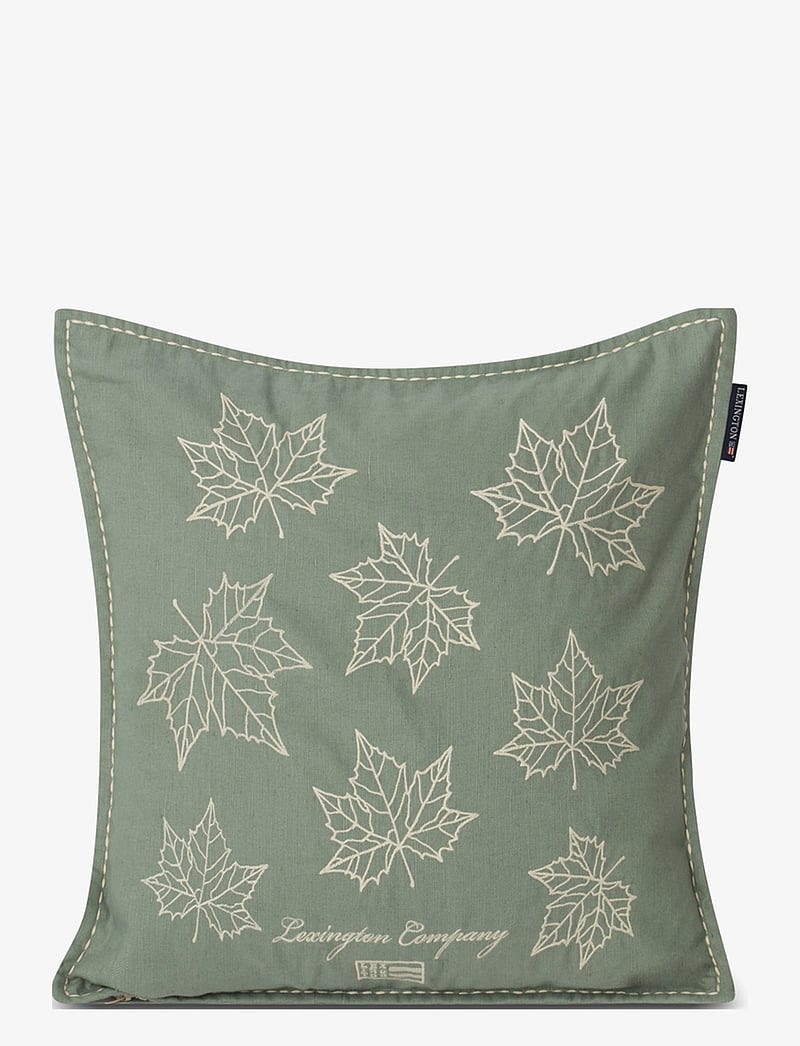 Lexington Home - Leaves Embroidered Linen/Cotton Pillow Cover - kuddfodral - green/lt beige - 0