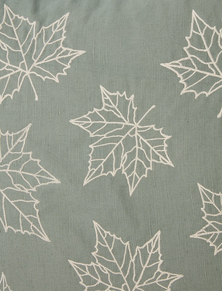 Lexington Home - Leaves Embroidered Linen/Cotton Pillow Cover - green/lt beige - 0