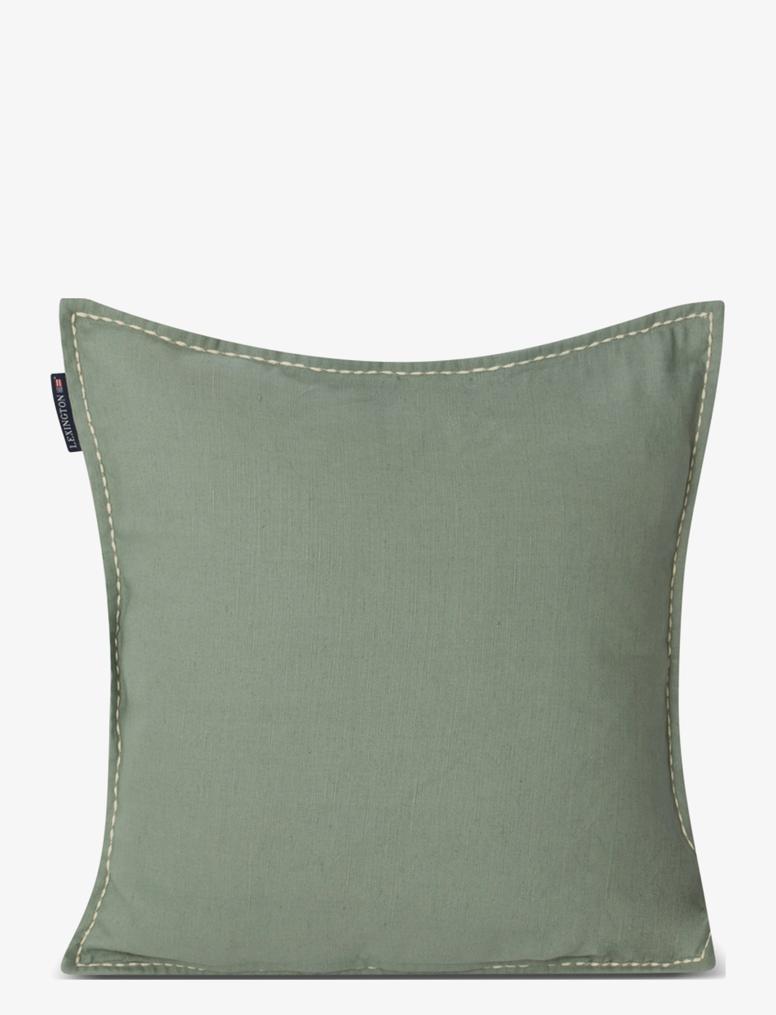 Lexington Home - Leaves Embroidered Linen/Cotton Pillow Cover - green/lt beige - 3
