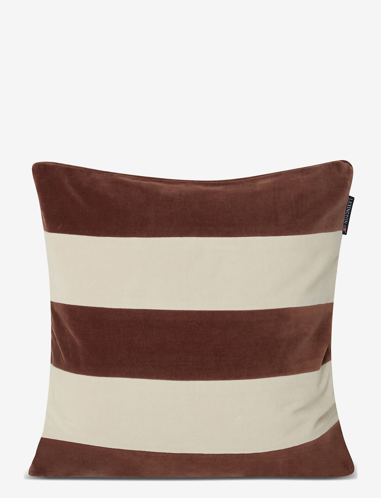 Lexington Home - Block Striped Organic Cotton Velvet Pillow Cover - tyynyliinat - brown/lt beige - 0