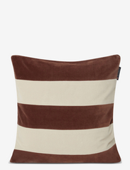 Block Striped Organic Cotton Velvet Pillow Cover - BROWN/LT BEIGE