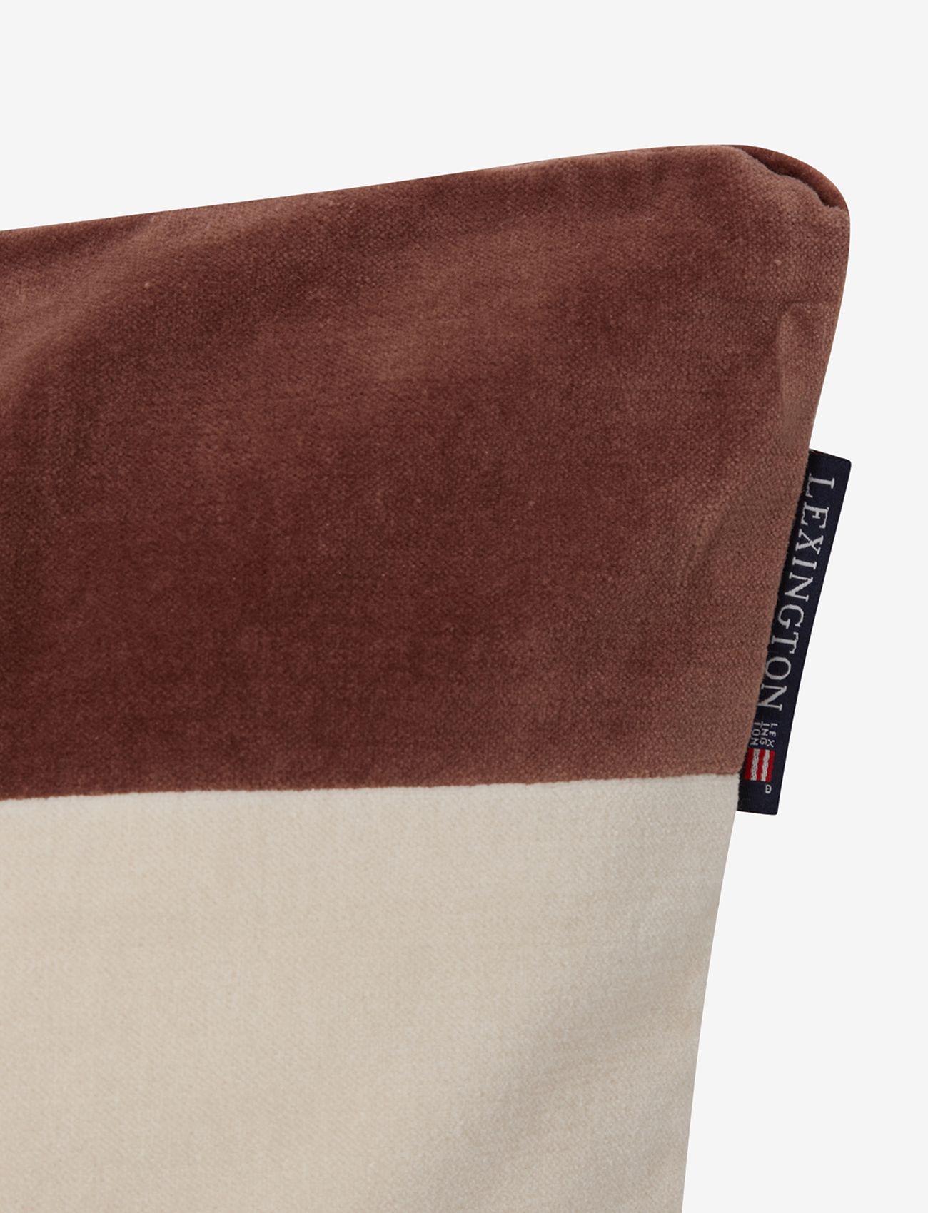Lexington Home - Block Striped Organic Cotton Velvet Pillow Cover - najniższe ceny - brown/lt beige - 1