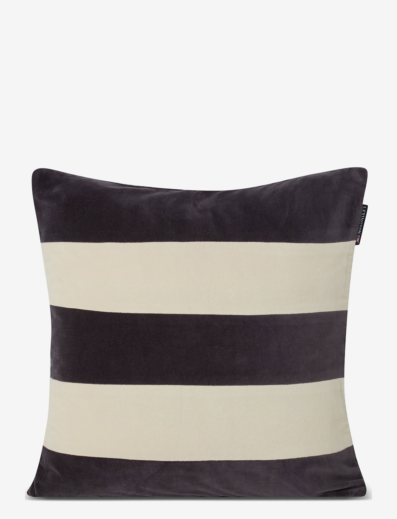 Lexington Home - Block Striped Organic Cotton Velvet Pillow Cover - tyynyliinat - dk gray/lt beige - 0