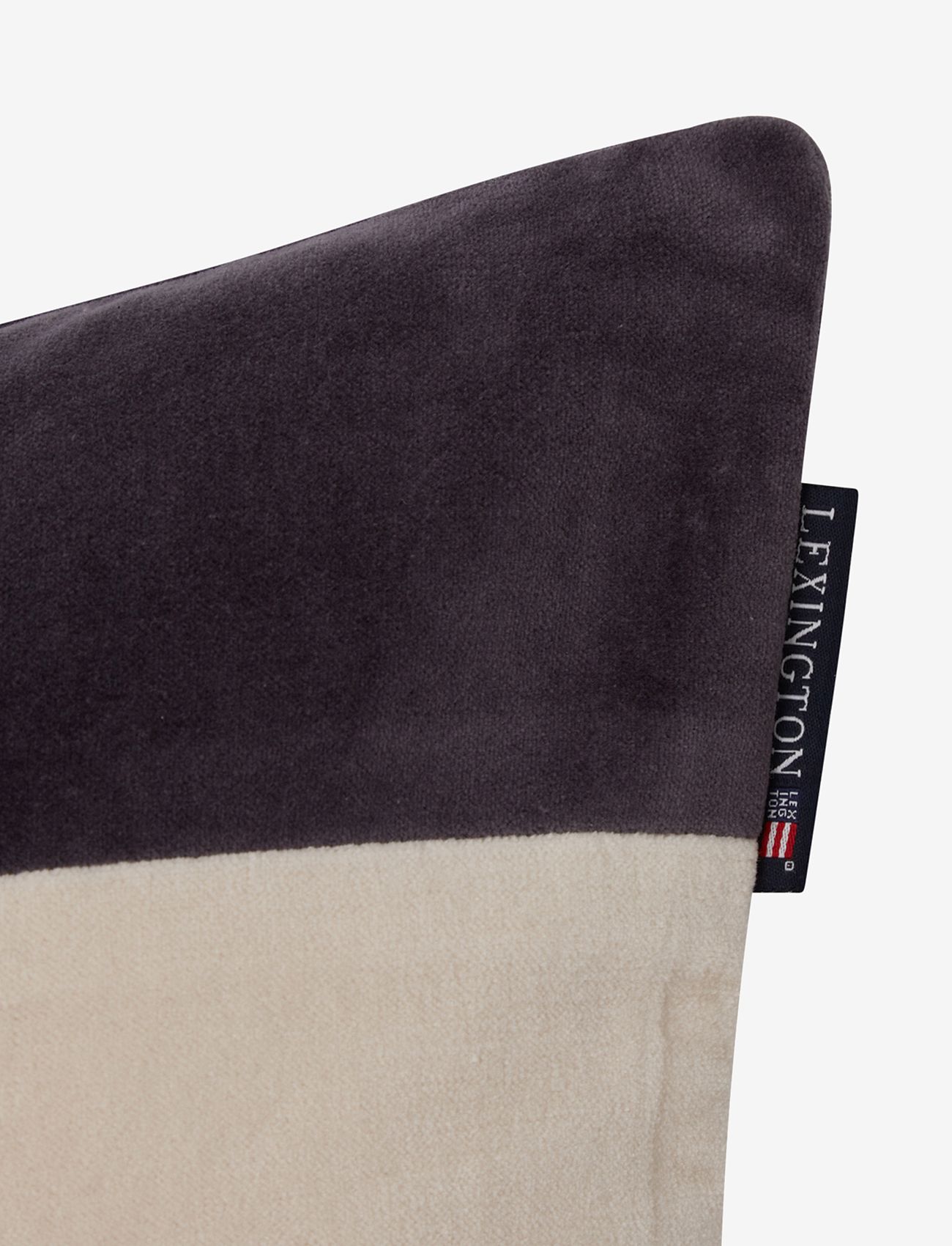 Lexington Home - Block Striped Organic Cotton Velvet Pillow Cover - Örngott - dk gray/lt beige - 1