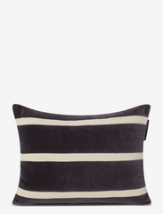 Striped Organic Cotton Velvet Pillow - DK GRAY/LT BEIGE