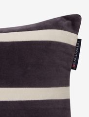 Lexington Home - Striped Organic Cotton Velvet Pillow - Örngott - dk gray/lt beige - 1