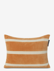 Striped Organic Cotton Velvet Pillow - MUSTARD/LT BEIGE