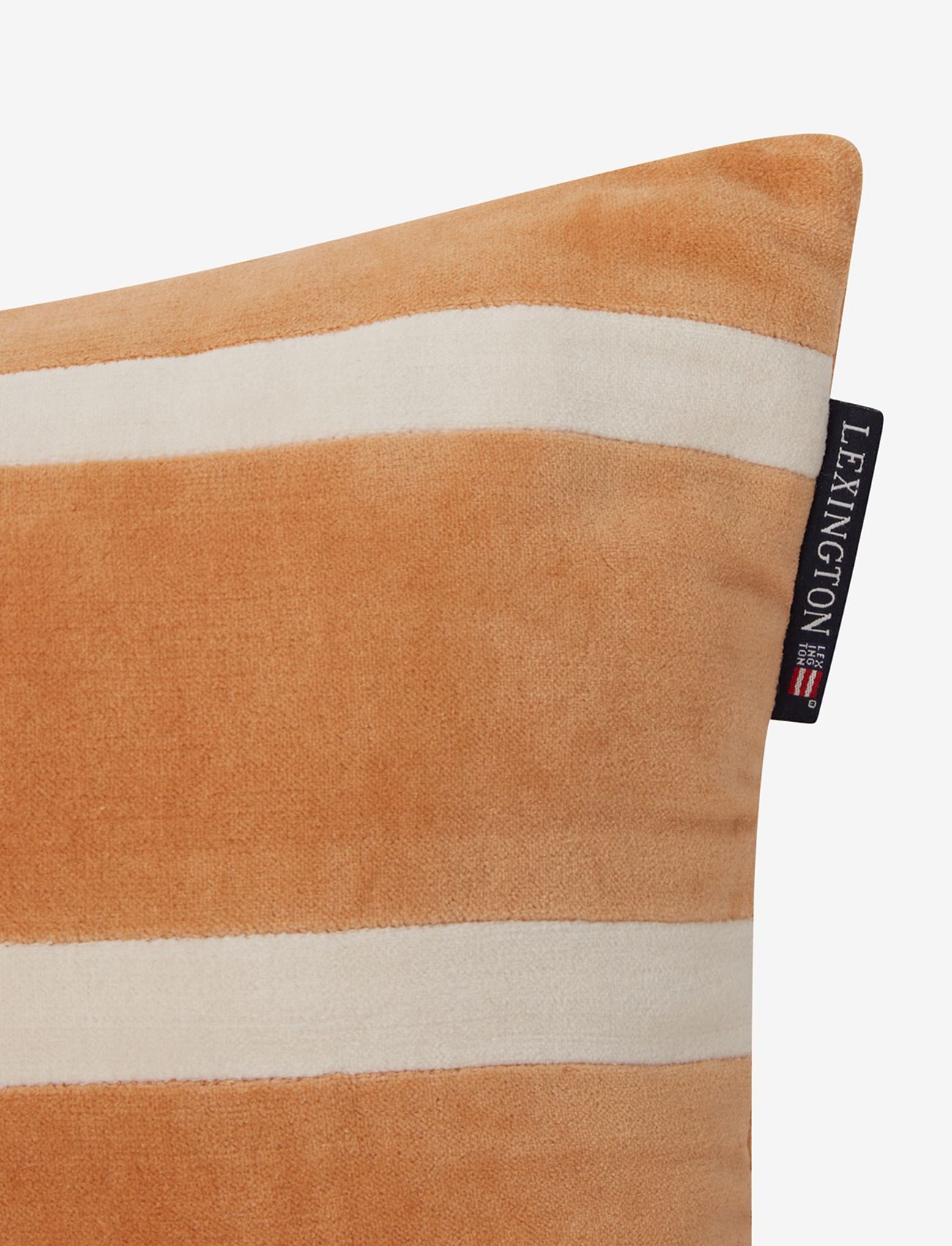 Lexington Home - Striped Organic Cotton Velvet Pillow - pagalvių užvalkalai - mustard/lt beige - 1