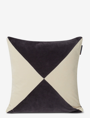 Patched Organic Cotton Velvet Pillow Cover - DK GRAY/LT BEIGE