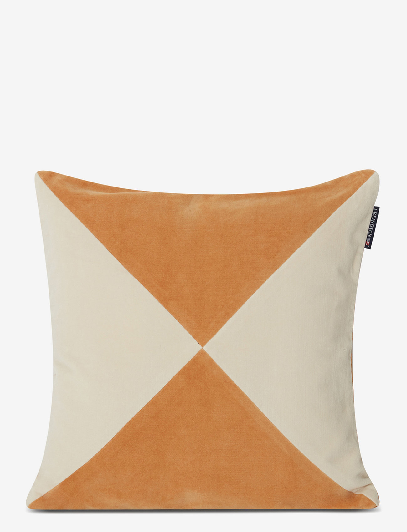 Lexington Home - Patched Organic Cotton Velvet Pillow Cover - pudebetræk - mustard/lt beige - 0
