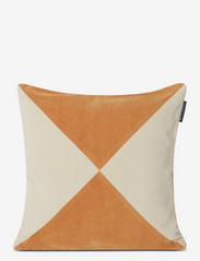 Patched Organic Cotton Velvet Pillow Cover - MUSTARD/LT BEIGE
