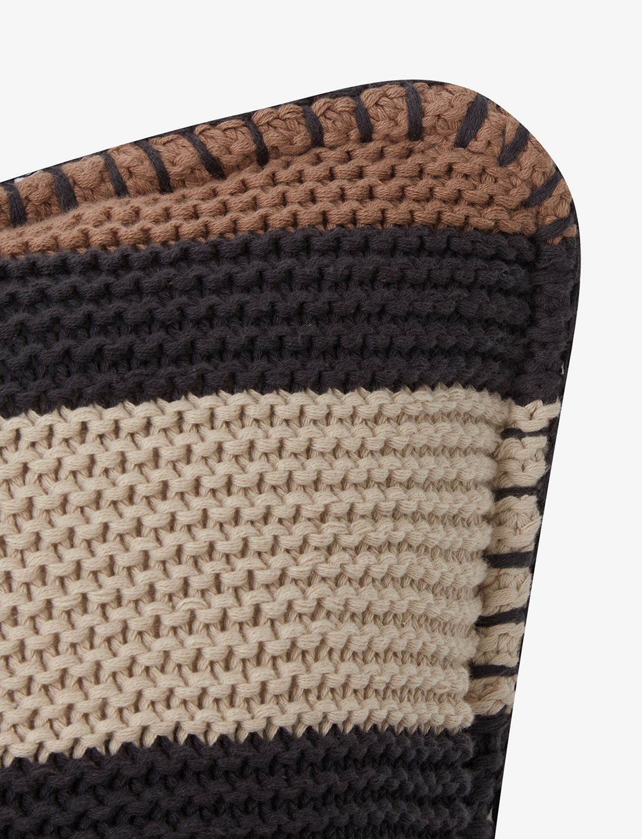 Lexington Home - Striped Knitted Cotton Pillow Cover - putevar - brown/lt beige/dk gray - 1