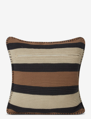 Lexington Home - Striped Knitted Cotton Pillow Cover - pudebetræk - brown/lt beige/dk gray - 2
