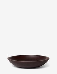 Wood Serving Bowl with Stripes - BROWN