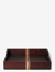Wood Tray with Stripes - BROWN