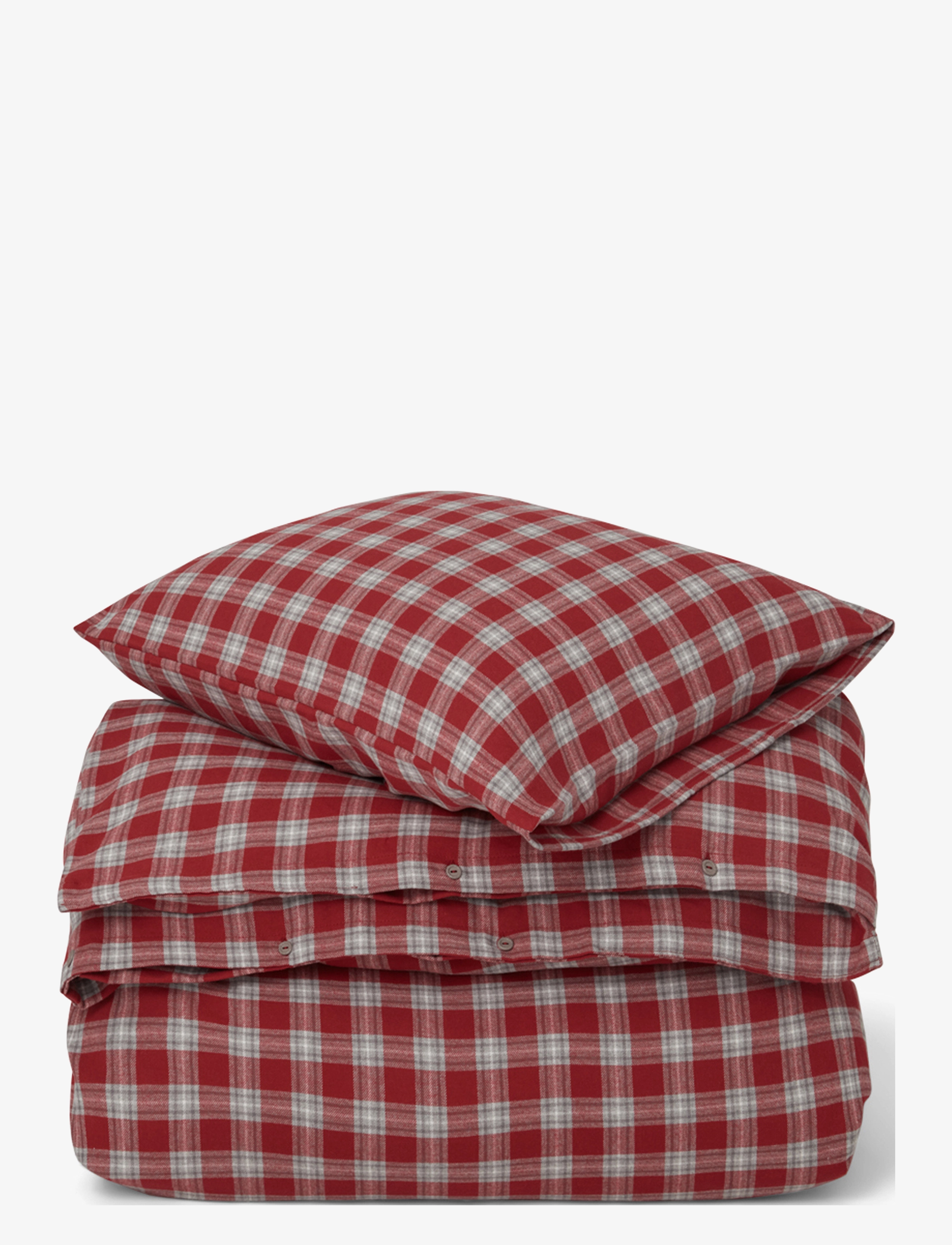 Lexington Home Red Checked Cotton Flannel Bed Set - Påslakanset - RED/GRAY/WHITE / red