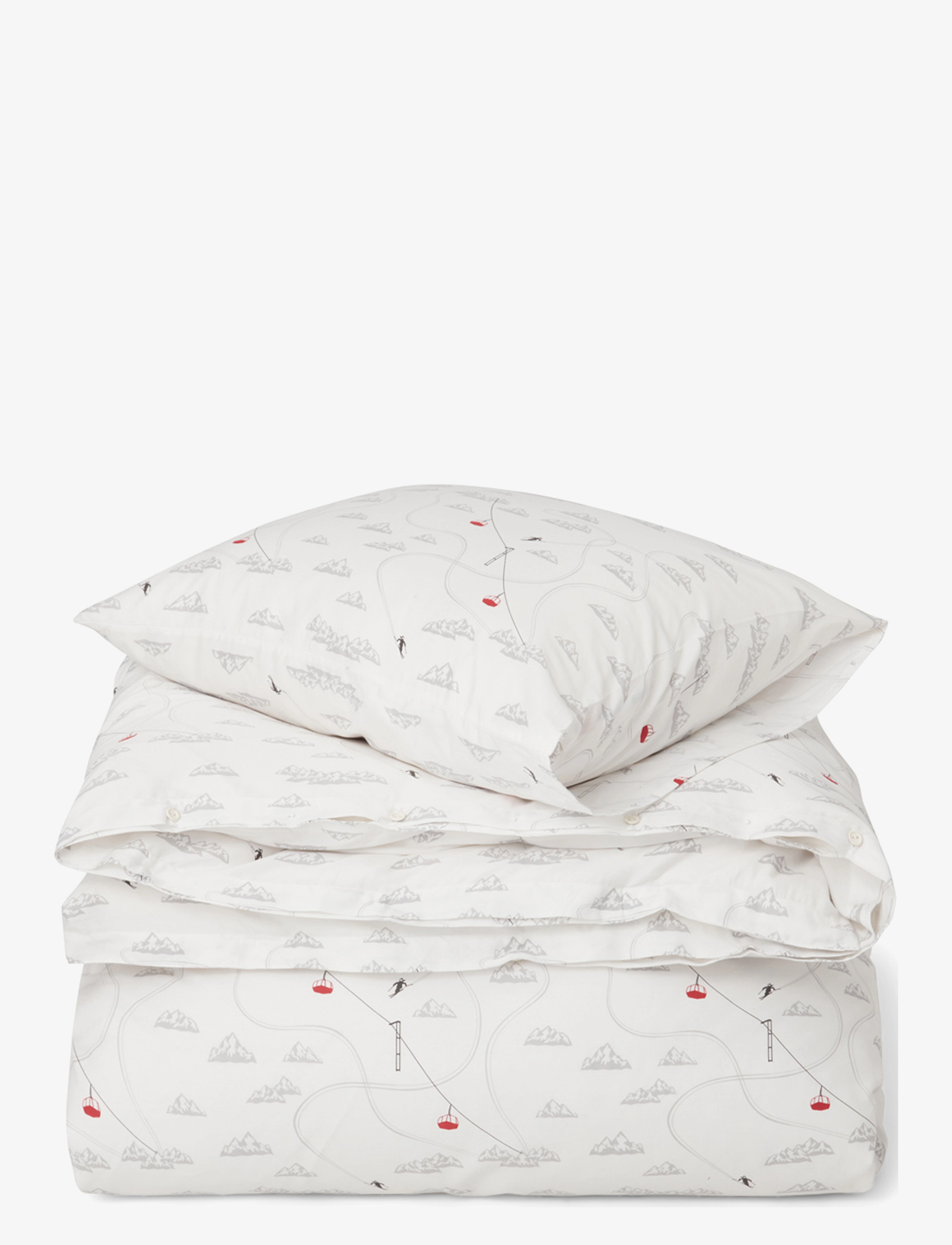 Lexington Home Winter Printed Cotton Sateen Bed Set - Presenter - WHITE/GRAY/RED / white