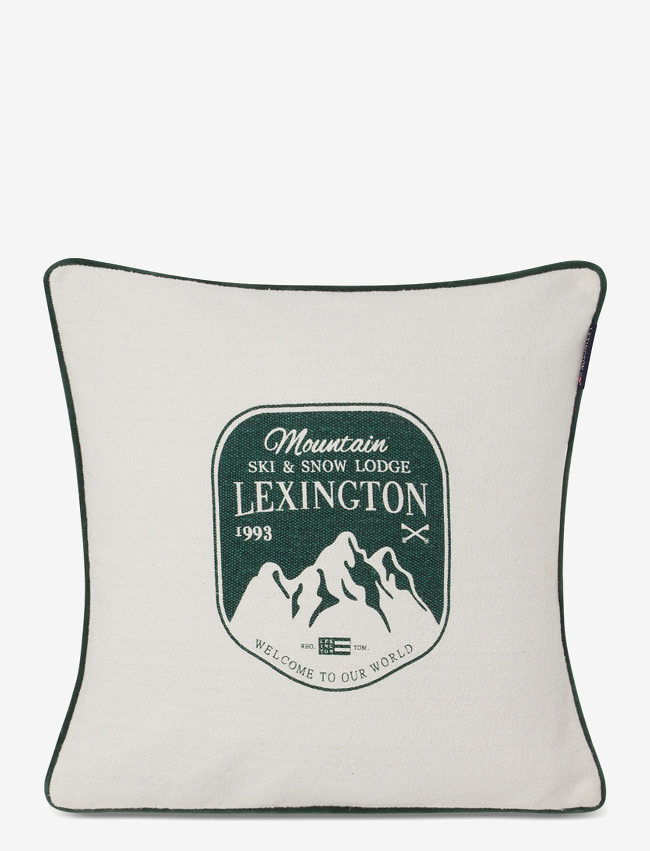 Lexington Home - Mountain Logo Recycled Cotton Canvas Pillow Cover - jultextilier - white/green - 0