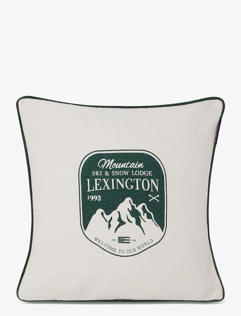 Lexington Home - Mountain Logo Recycled Cotton Canvas Pillow Cover - jultextilier - white/green - 0