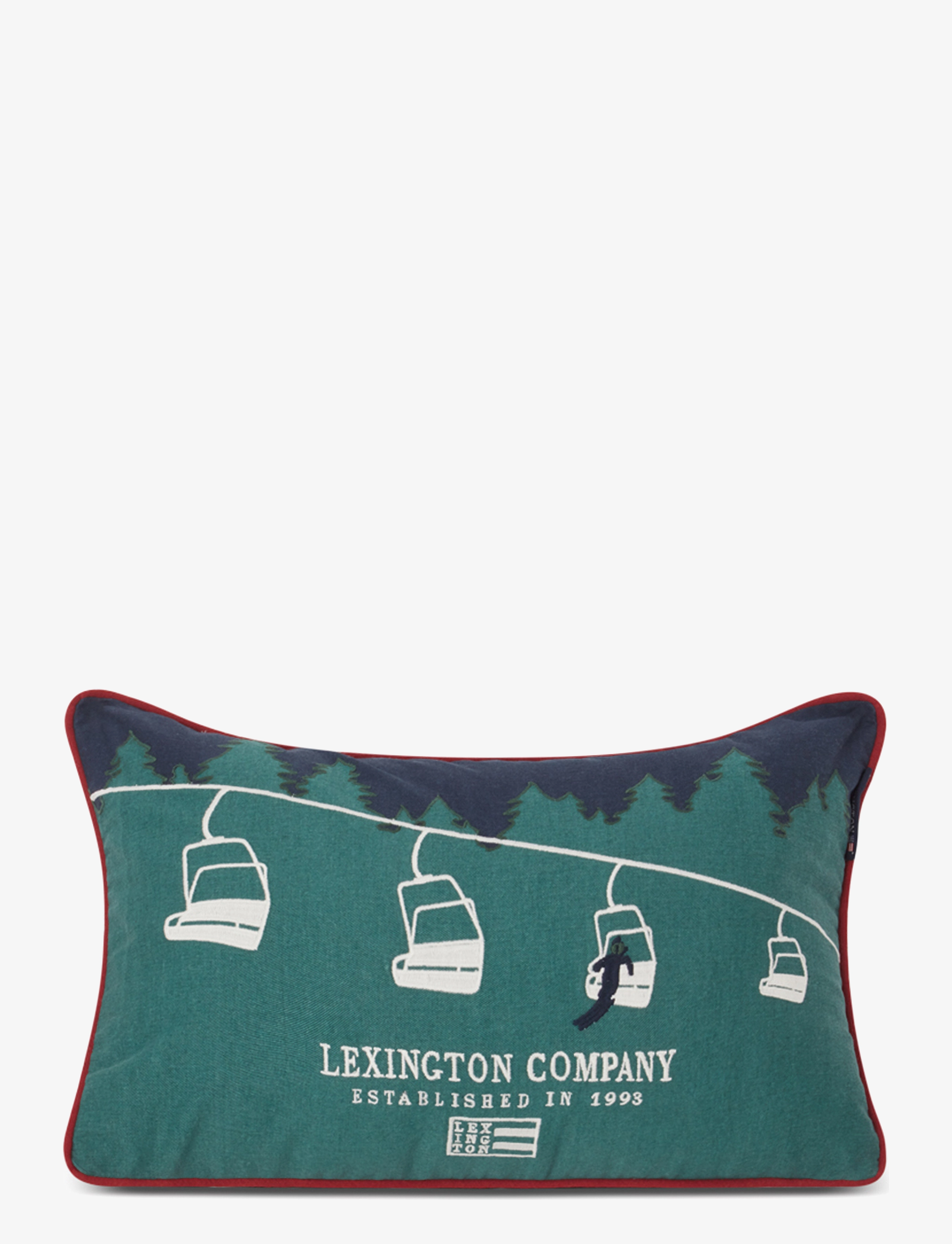 Lexington Home Ski Lift Organic Cotton Twill Pillow - Alla produkter - GREEN/DK BLUE / green