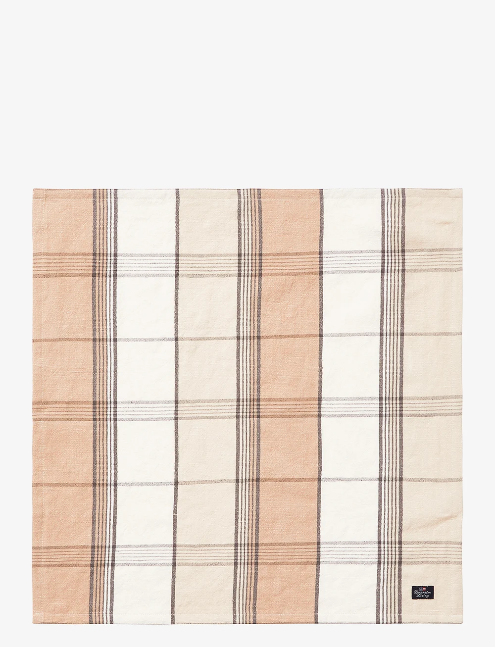 Lexington Home - Linen/Cotton Checked Napkin - lín- og bómullar servíettur - beige/white - 0